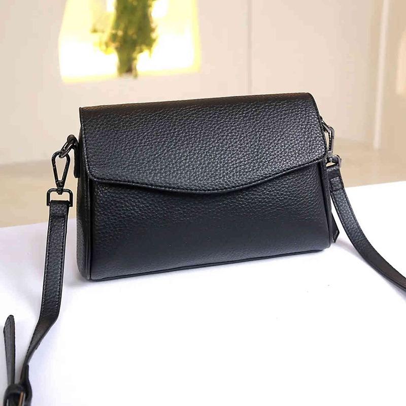 

Сумка женская среднего возраста, простая, мягкая, кожаная, одно плечо, сумка через плечо чёрный