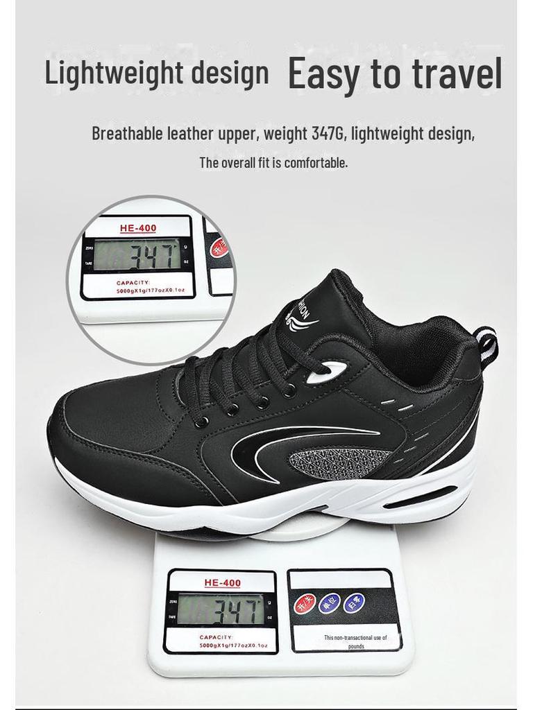 Pánské nepromokavé kožené černé sportovní boty – 2024 podzim/zima, protiskluzové, plus sametové, neformální tatínkové boty