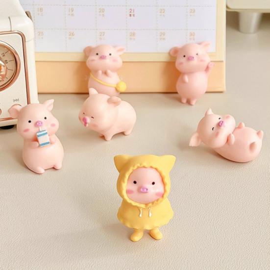 Mini Pig Figurines Cartoon Toy Cute Toppers for Home Piglet Cake Miniature Pig Office Desk Birthday