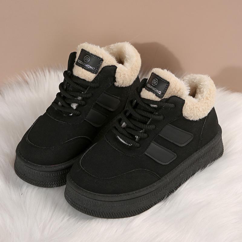 

Женские зимние ботинки в европейском и американском винтажном стиле - Тонкие ремешки, на флисовой подкладке, теплые, для улицы 43 чёрный