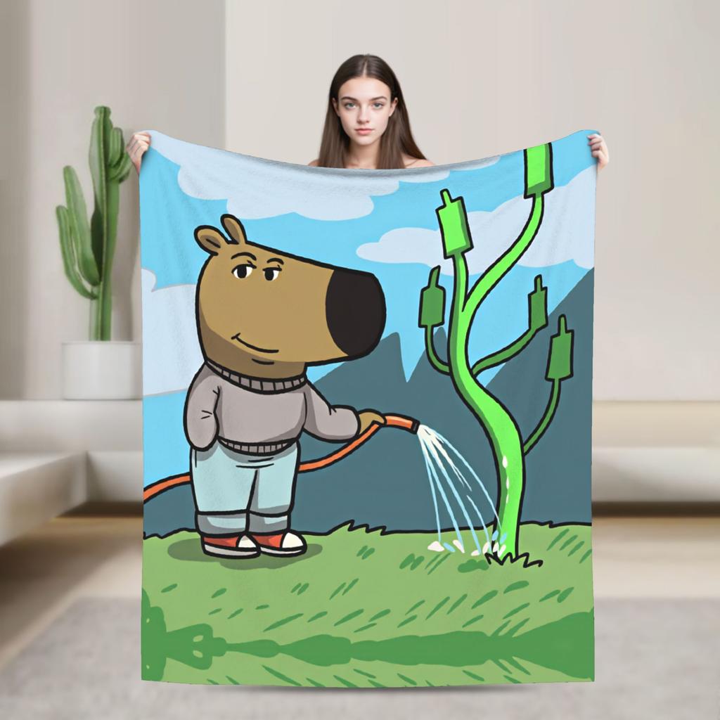 New Character Chill Guy Blanket Warm Soft Novelty Plush Throw Blanket For Outdoor Picnic Flannel Bedspread Bed Cover