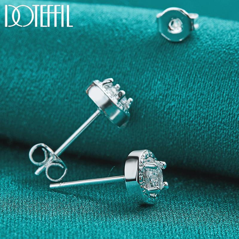 Pendientes de circonita AAA redonda de plata de ley 925, accesorios de joyería de boda de moda