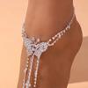 Stonefans Mode Strasskette Großer Schmetterling Fußkettchen für Damen Strand Finger Fußkettchen Zehenkette Fußschmuck Beinarmband Geschenk