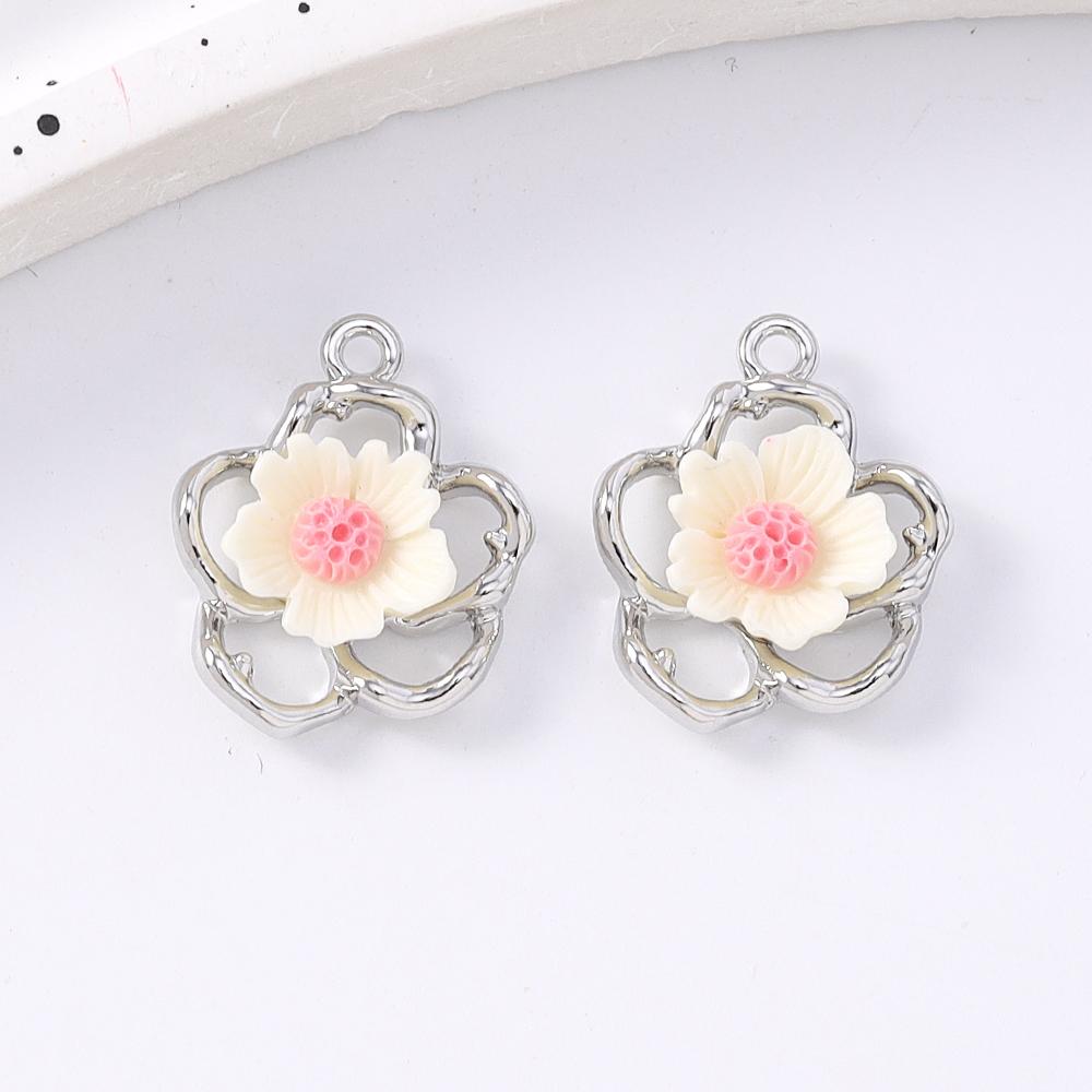 5pcs Cute Enamel Flower Charms Pendants for Jewelry Making Necklace Earrings Bracelet DIY Handmade Accessories Supplies