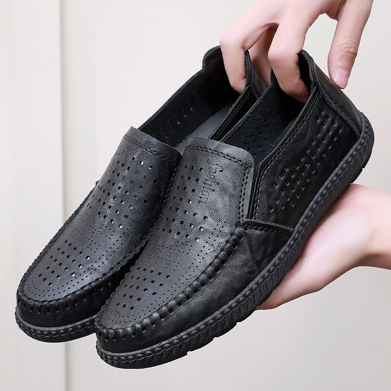 Fashion Lightweight Moccasin Leather Shoes for Men Mesh Non Slip New In Designer Legitimate Low Price Cowhide Slip-on Pu Man Casual Shoe