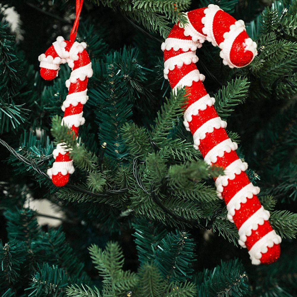 2pcs Twisted Hanging Candy Cane Ornaments Foam Christmas Tree Decoration  Happy New Year Decoration