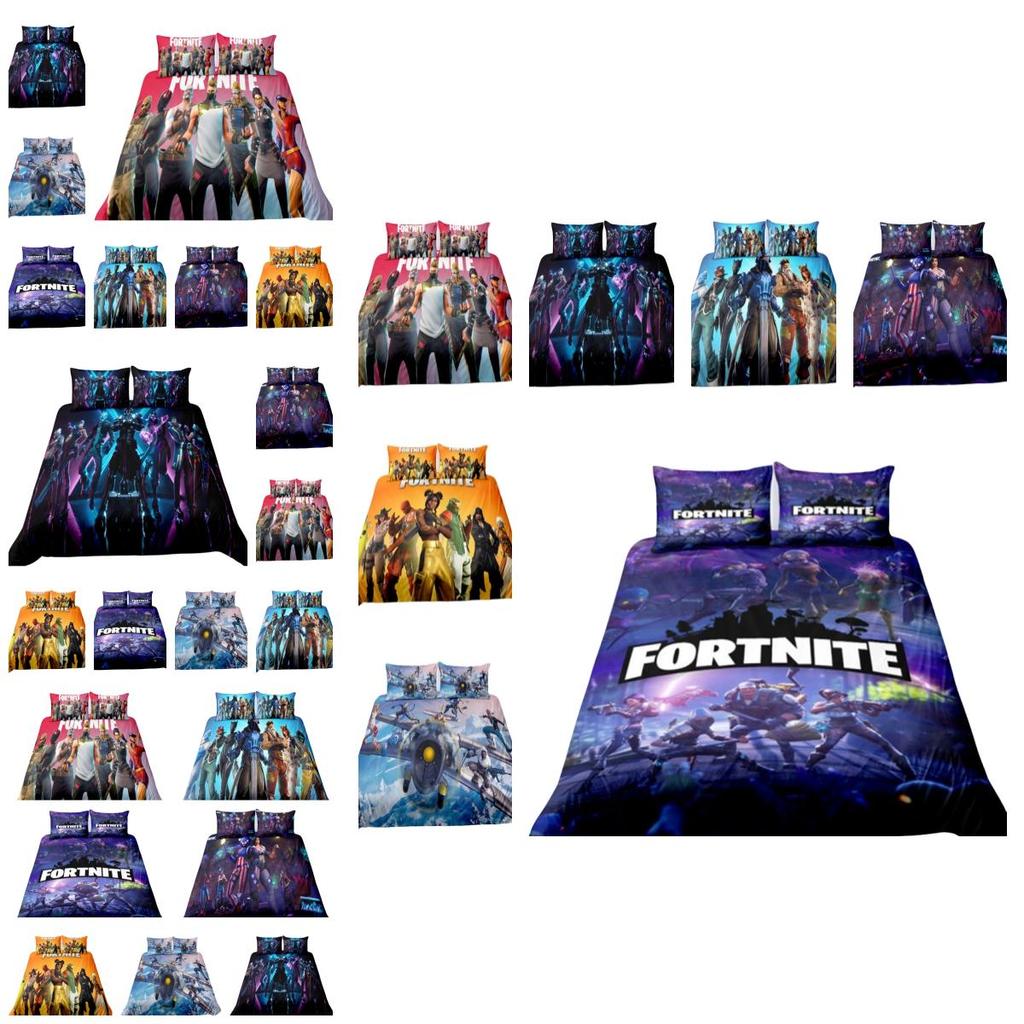 Fortnite Bedding Set 3-piece Bedding Set With Pillowcase And Duvet Cover Polyester Material