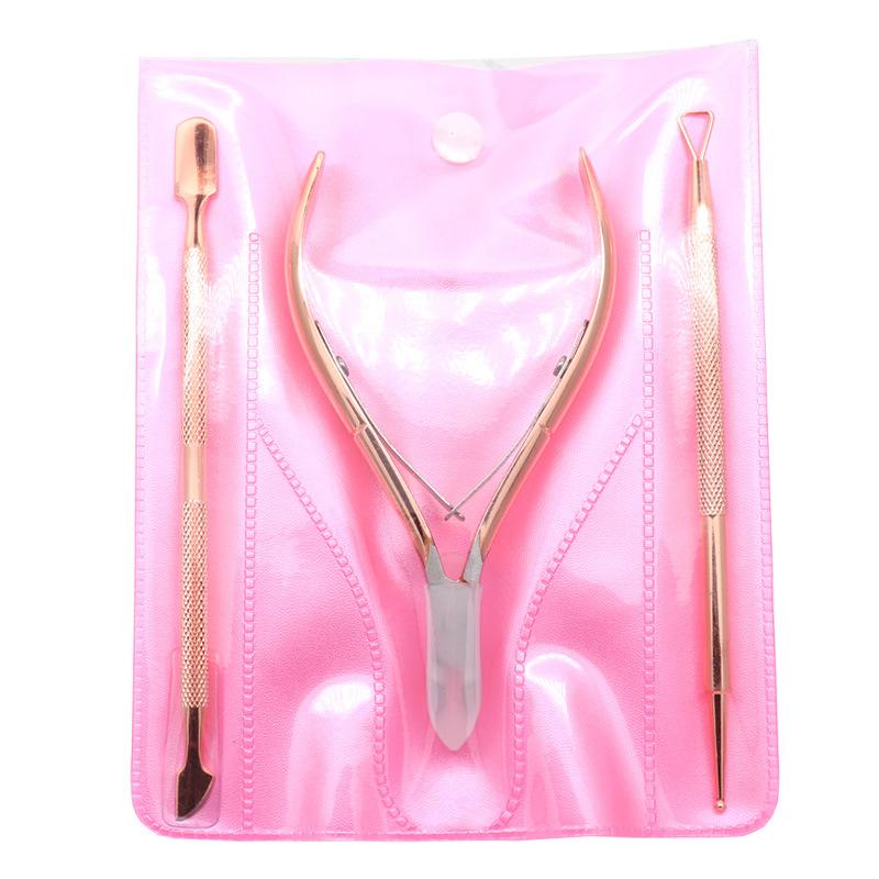 Professional Manicure Set 3Pcs Stainless Steel Nail Cuticle Nipper With Pusher Set Personalized Custom Logo Cuticle Nail Clipper