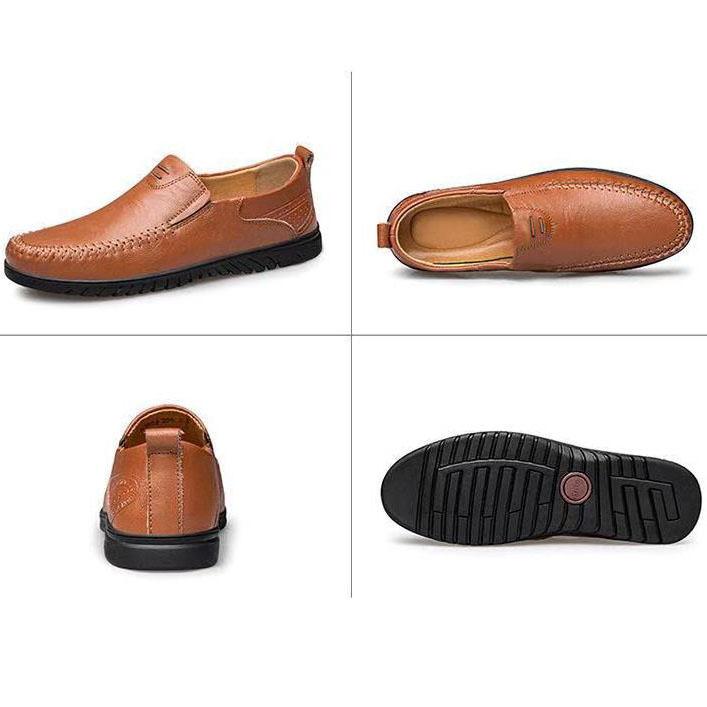 Pánské Kožené Boty Jaro Léto Velká velikost Měkká podešev Boty Doudou Korejská verze Business Muži Boty pro volný čas Řidičské Single Shoes