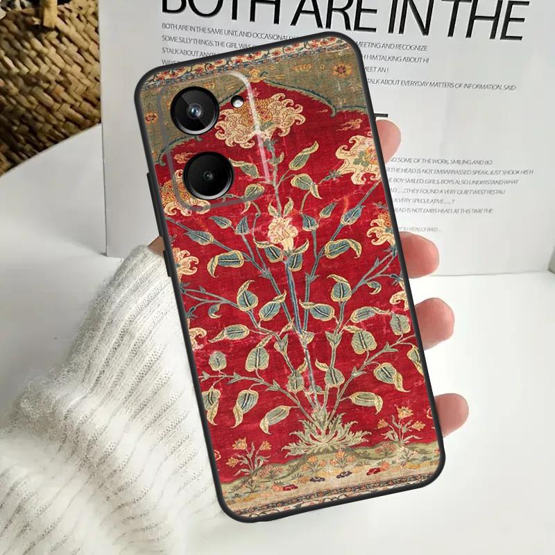 Persische Teppich Blumenmuster für Realme 12 Pro Plus 11 10 9 C67 C55 C53 C35 C33 C30 C25s C21Y C15 GT3 GT5 GT Neo 5 Fall