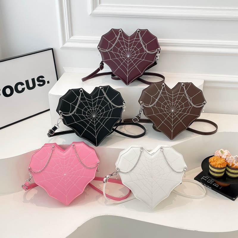 Alien Girl Heart Shape Shoulder Bag With Chain Water Dots For Streetwear Fashion