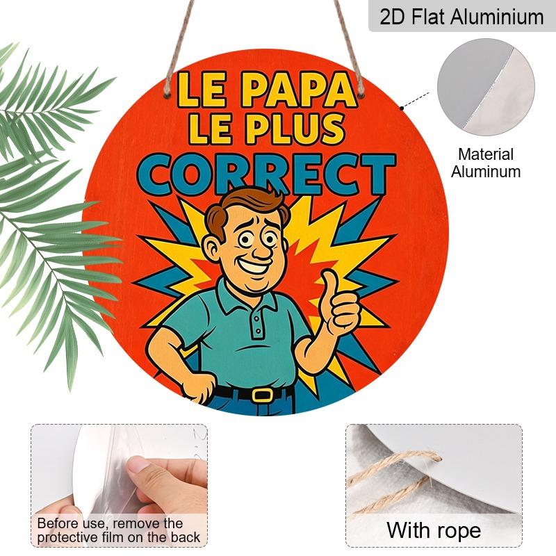 2D Vlakke Aluminium Vaderdag-thema Ornamenten in Verschillende Maten. Met een leuke, cartoonachtige weergave van een vader in het Frans, zijn deze ideaal