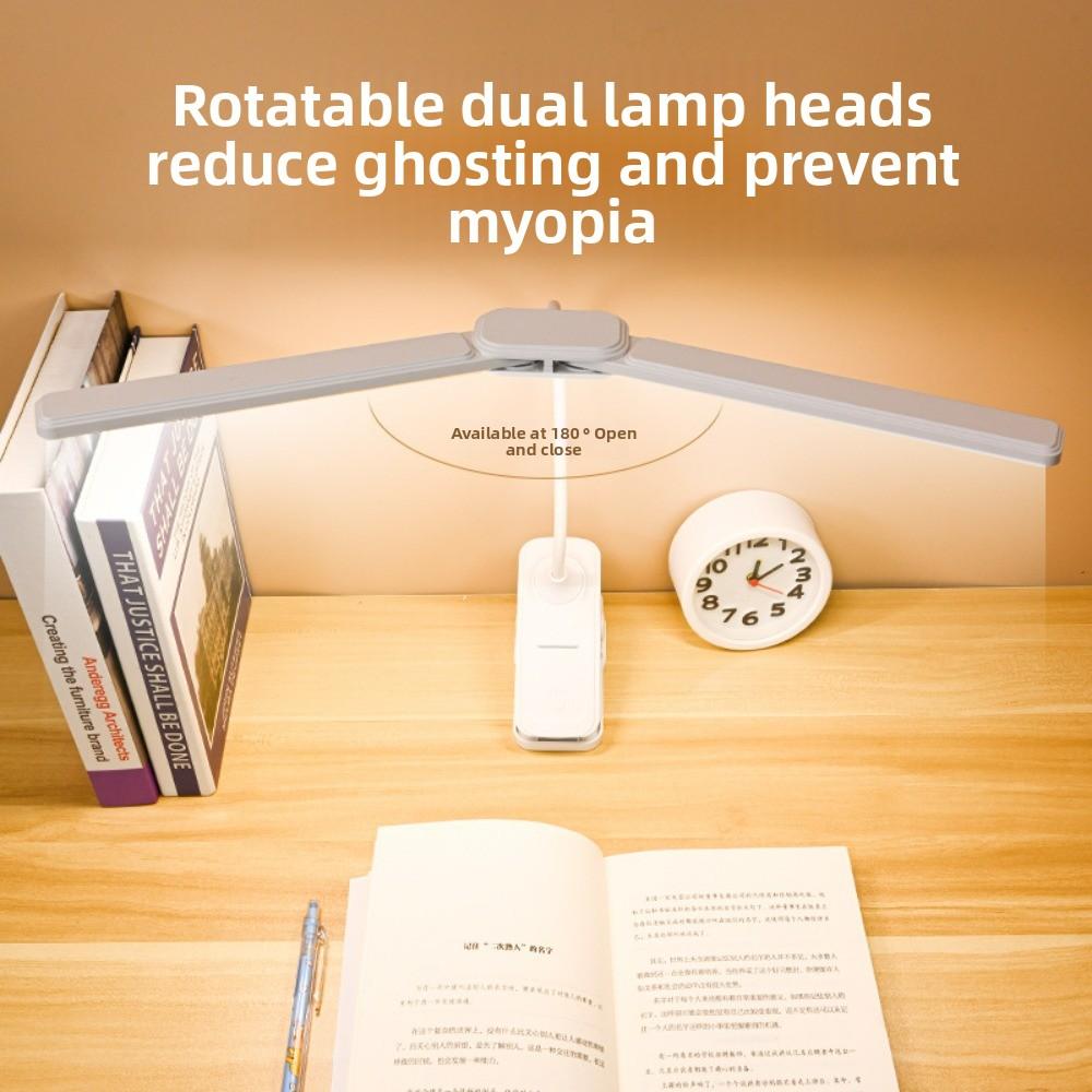 USB Rechargeable Clip-On LED Desk Lamp - Eye-Caring Reading Light for Students, Dorm/Bedroom Portable Small Study Lamp