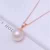 Exquisite Russian Purple Gold Inlaid Round Pearl Pendant Women'S Rose Gold Plated Color Gold Light Luxury Versatile Necklace