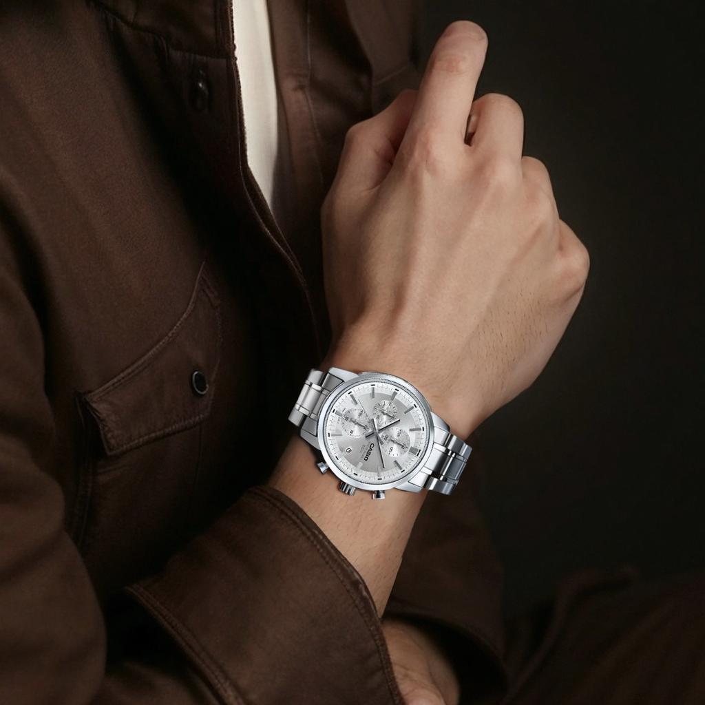 Casio Quartz Movement Stainless Steel Strap Watch Men's Watches Silver Dial MTP-E510D-7AV