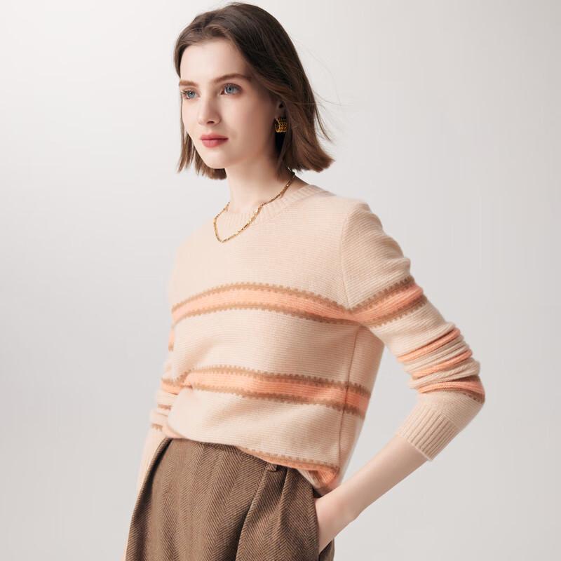 

Paluro Women s Pure Cashmere Striped Jacquard Pullover Sweater XL