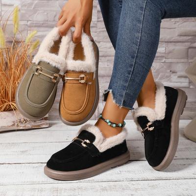 Commerce extérieur grande taille bottes de neige décontractées pour femmes hiver nouveau tige basse tube court mocassins à une pédale chaussures en coton avec velours