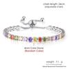 Adjustable Multicolor Tennis Bracelets for Women Ladies Wedding Rainbow Colorful Zircon Charm Bracelet Hand Chain Zircon DZH043