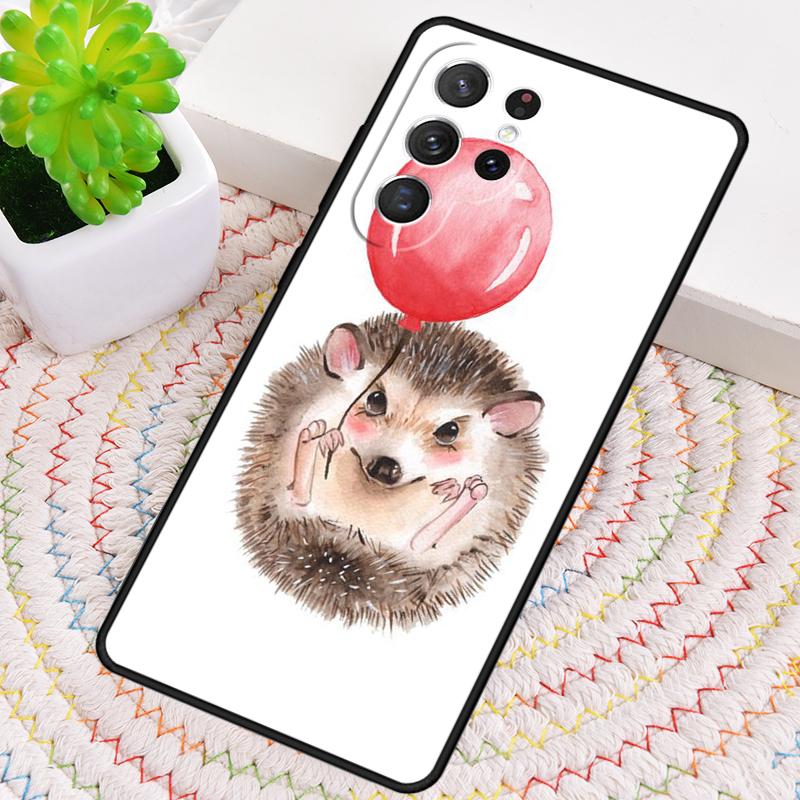 Hedgehog and Balloon Silicone Phone Case For Samsung Galaxy Note 10 Pro S26 S25 S24 S23 S22 S21 Plus S25Ultra Capa Cover
