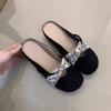 Summer new gentle heelless lazy with skirt temperament bag head wearing half slippers