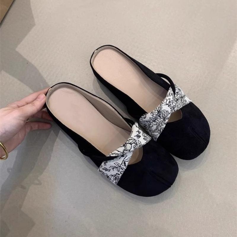 Summer new gentle heelless lazy with skirt temperament bag head wearing half slippers