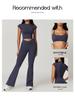Umweltfreundliches, recyceltes, schnell trocknendes Yoga- und Lauf-Outfit - Damen-Fitnessanzug mit kurzen Ärmeln und stilvollem Rückendesign (Modell 8799)
