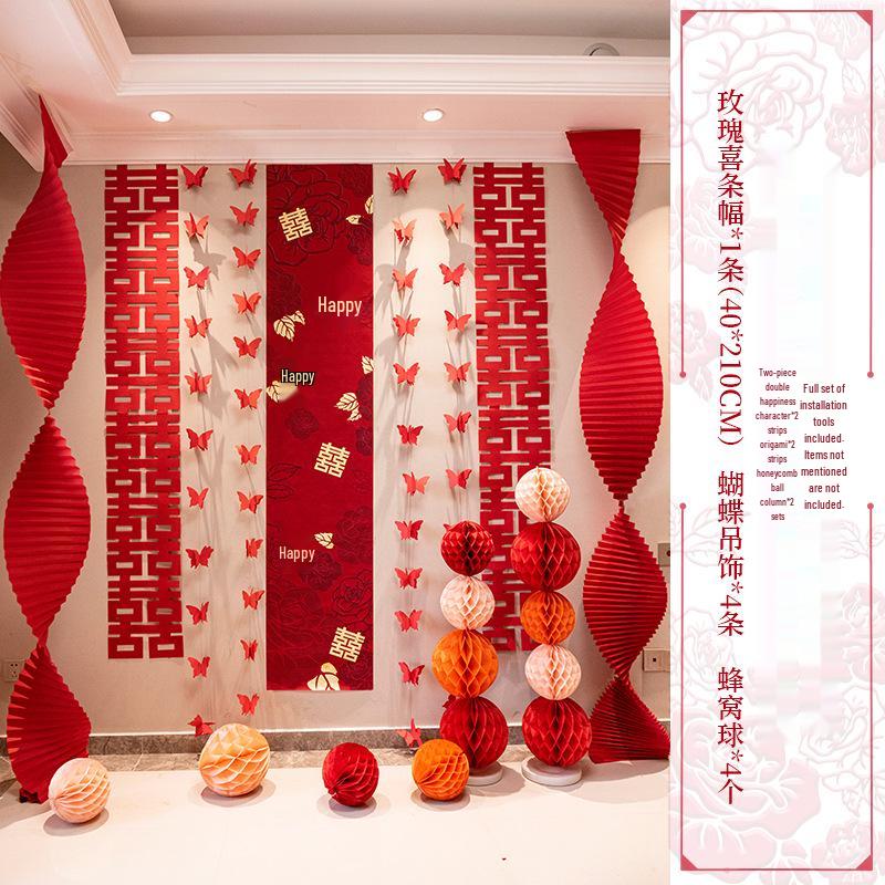 Wedding Decoration Set: Groom & Bride's Room Ornaments with Bunting & Robe Wall Décor