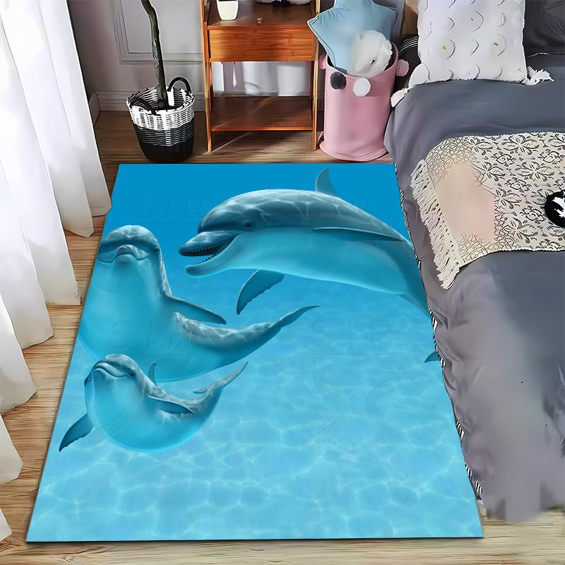 Dolphin Ocean Water Theme Carpet for Bedroom and Living Room Decor Suitable for Use As an Anti-slip for Living Room Bedroom Sofas