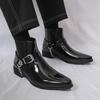 Plus Size High-Top Martin Boots: Men's British Style Glossy Patent Leather Chain Boots for Autumn/Winter 2025