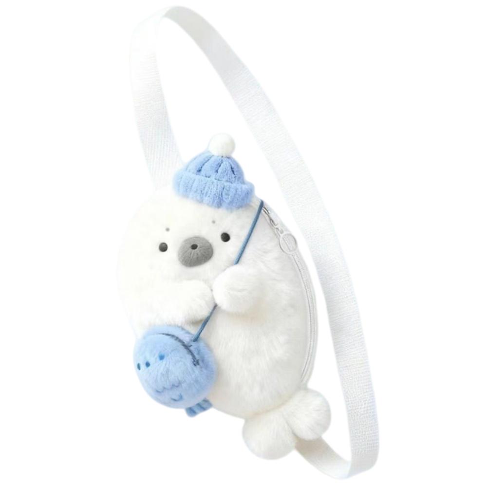 

Fashion Soft Fluffy Cute Seal Shoulder Bag Cartoon Adjustable Straps Phone Bag Lightweight Fabric Handbag Women s Accessories