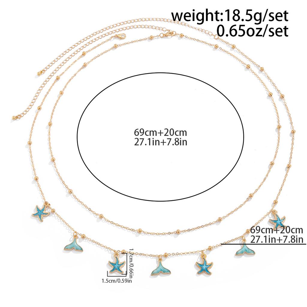 2Pcs/Set Boho Fishtail Starfish Pendant Waist Chain Women Sexy Bikini Multilayer Belly Chain Summer Beach Body Jewelry