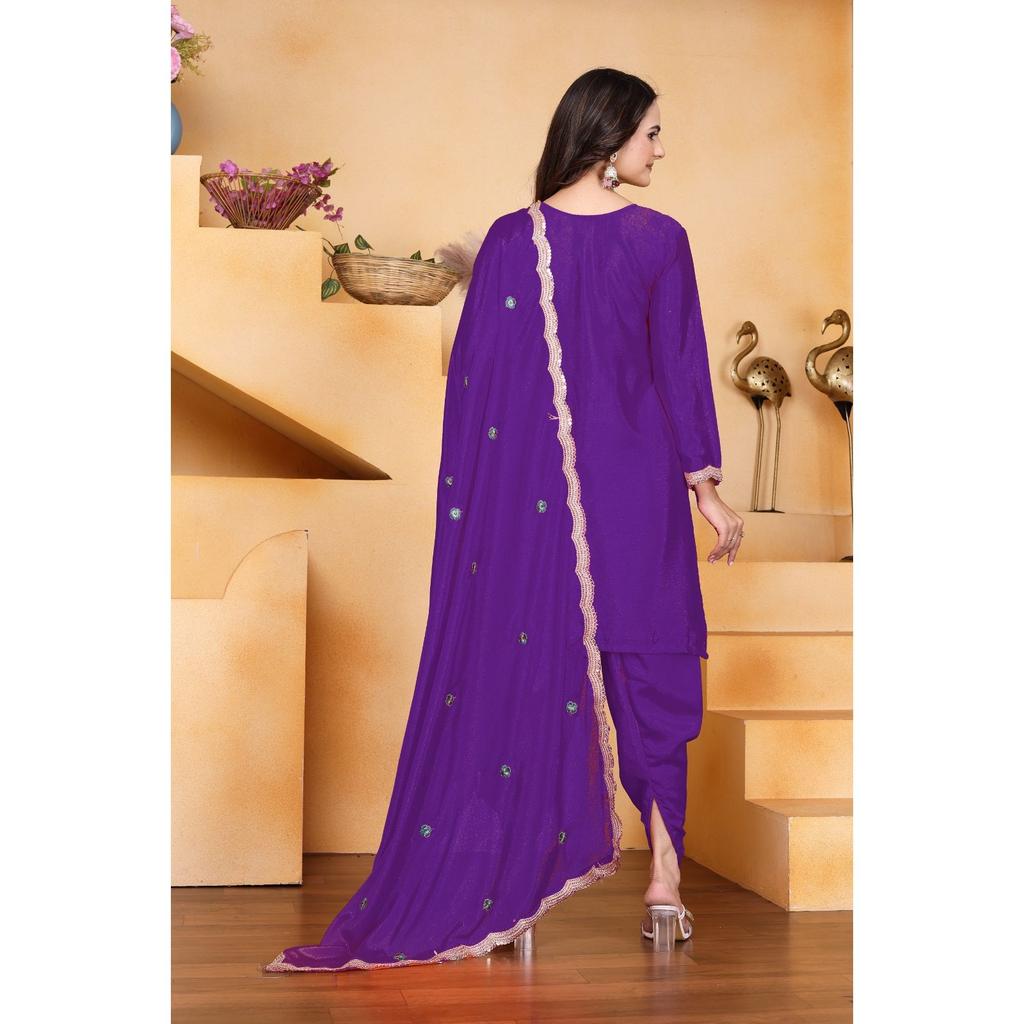 Presenting  New Designer Embroidered Dhoti Suit With Coding Sequence Embroidered Work