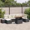 VidaXL 8-Piece Garden Dining Set with Cushions Black Poly Rattan Acacia 3361390