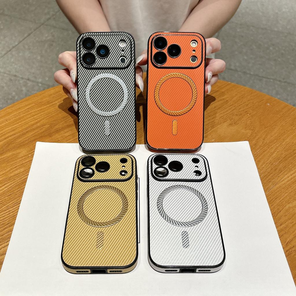 17 Applicable to iphone16pm side sticker large window carbon fiber magnetic suction 15plus apple 14 anti-drop 13 mobile phone case