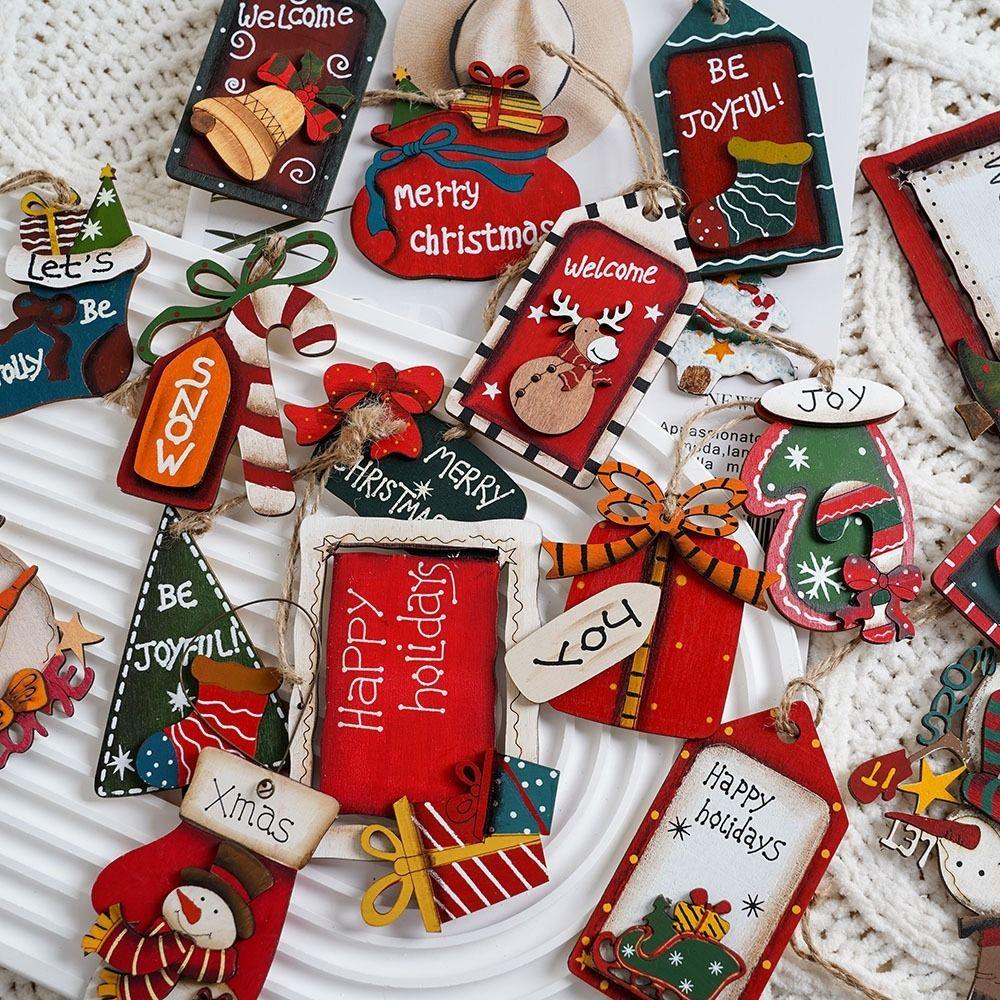 Socks Painted Elderly People Pendants Wooden Christmas Decorations Christmas Trees Pendants  Party