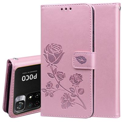 Rose Blume Leder Telefon Fall für Xiaomi Redmi A1 Brieftasche Buch Fällen für Xiaomi Poco M5 M4 Pro 5G C40 stoßfest Flip Card Slot Ständer Halter Abdeckung