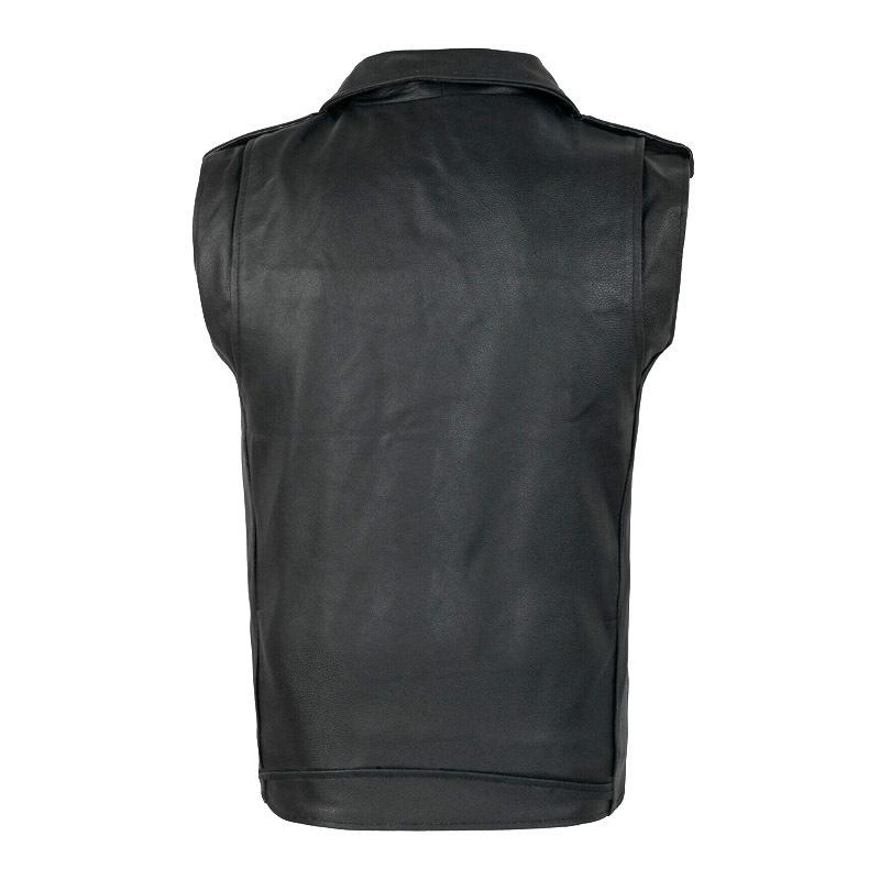 Gilet Moto Pu Uomo Senza Maniche Giacca Antivento Alla Moda Tendenza Cerniera Bottone Gilet Casual