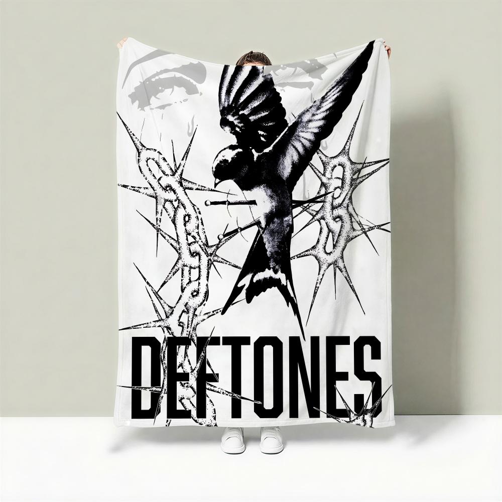 Band D-Deftones Throw Lightweight 240g Flannel Blanket Soft Skin-friendly for Summer Cooling 75X95CM