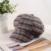 Retro new plaid octagonal hat children spring and autumn versatile fashion temperament thin face little painter hat