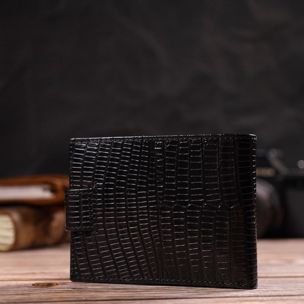 Small Textured Men's Wallet Made of Genuine Leather with Embossed CANPELLINI 21748 Black