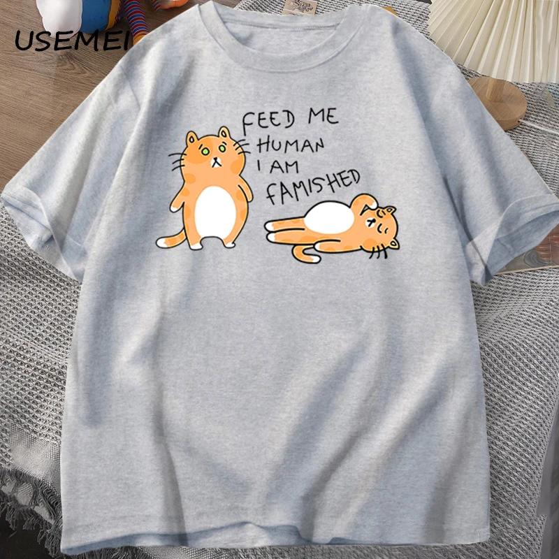 T-shirts Men Women Fuuny Cat Lovely Print T Shirt Summer Cotton Men's T-shirts Casual Harajuku Oversized Male Clothing Tees