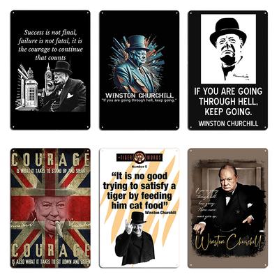 Winston Churchill Zitate Metallschild Dekoration Garage Wanddeko Personalisiertes Garagen Blechschild Poster