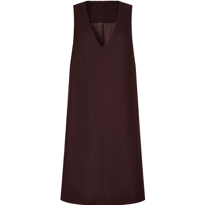 

JUZUI ANNAKO Ретро шерстяное трикотажное платье без рукавов с V-образным вырезом Маллард L