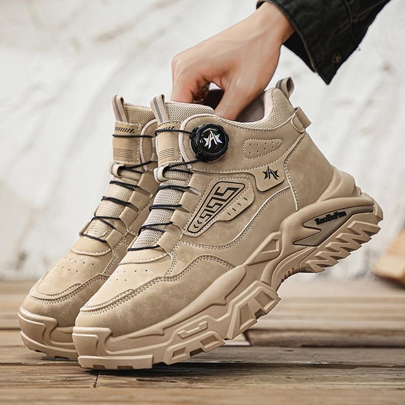 High-top Men's Shoes  New Autumn Trendy Brand Versatile Leather Sports Shoes for Men's Outdoor Anti-slip Thick-soled