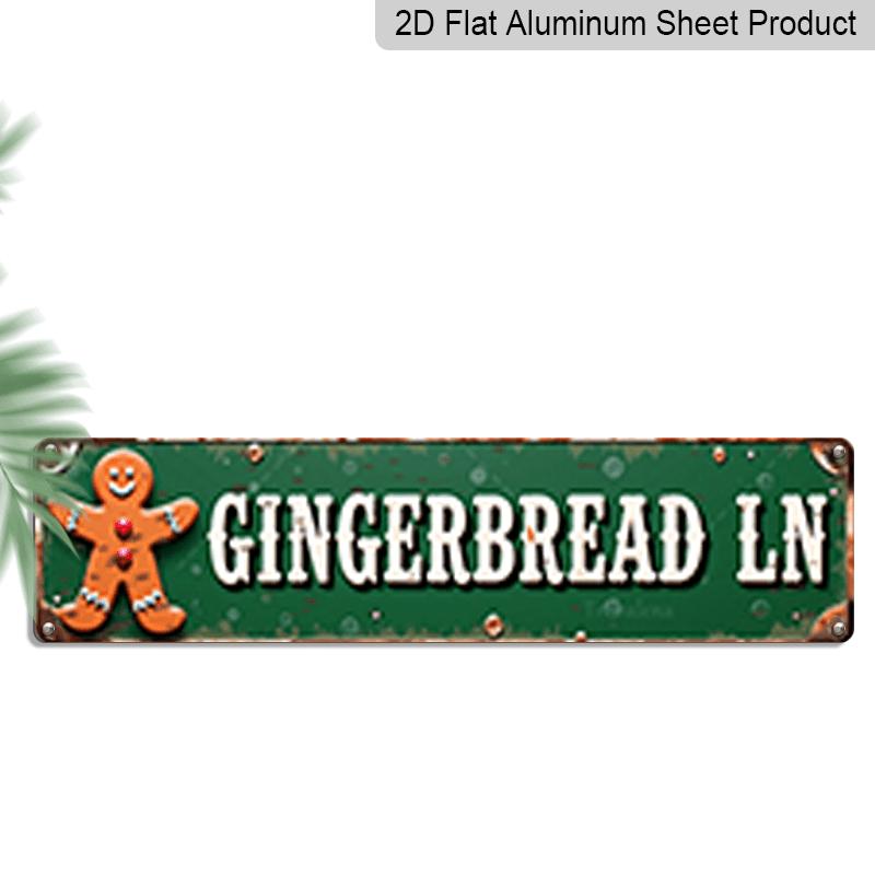 

15.7×3.94inch, 2D Flat, 1pc Rustic Gingerbread Lane Metal Wall Sign - Large Vintage Christmas Aluminum decorative sign, Durable Aluminum Gingerbread 40cm x 10cm