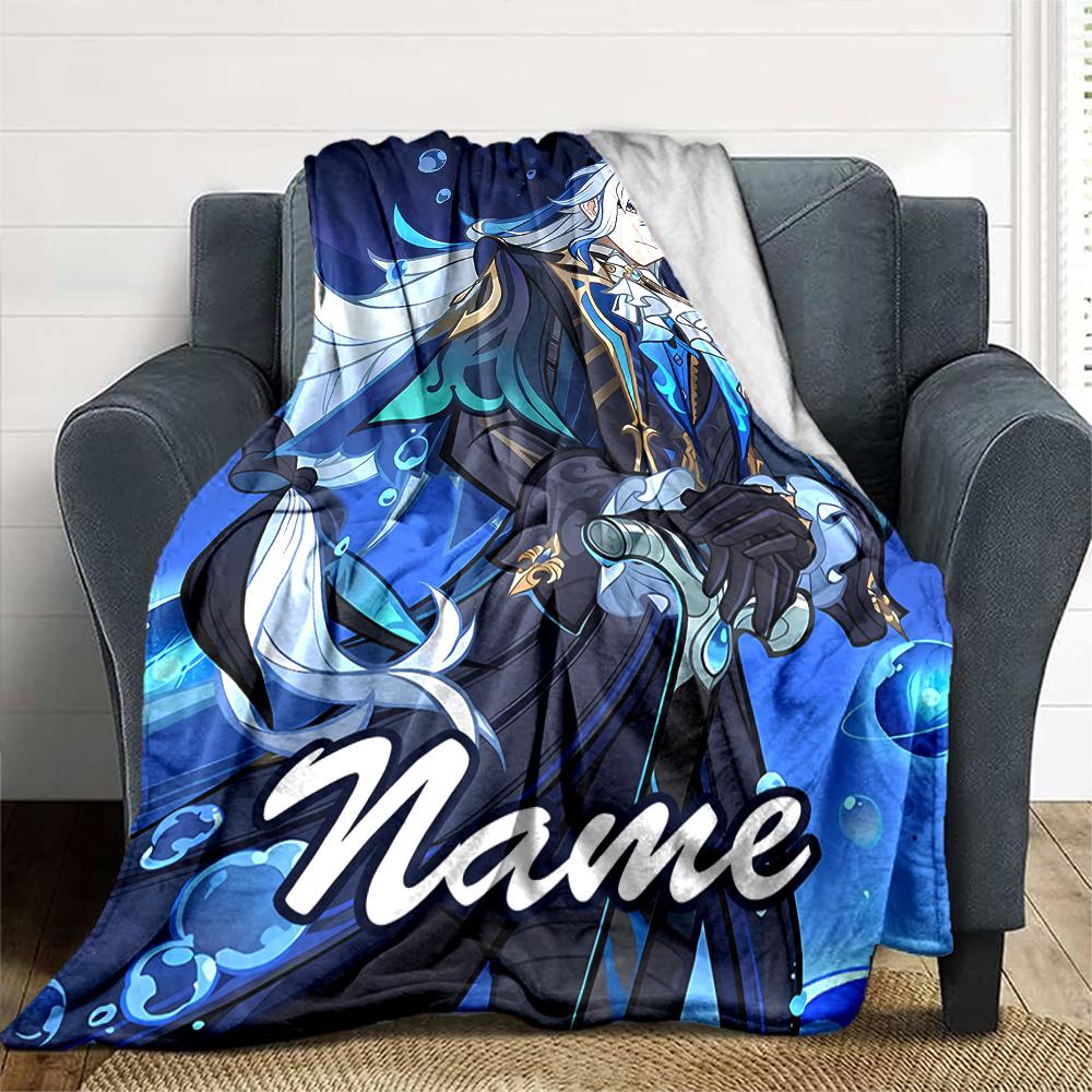 Customizable Genshin Impact1 Throw Blanket – Personalized Name, All-Season Cozy Snug Blanket, Machine Washable, Personalized Blanket