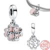 Luckly Four Leaf Clover Dangle Charm Copper Family Tree Flower Bead Pendant Fit Original Bracelets Necklace Jewelry