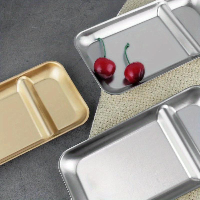 1pc Stainless Steel Food Tray Fruit Snack Serving Plates Tableware Dumpling French Fries Dishes Kitchen Restaurant Utensils