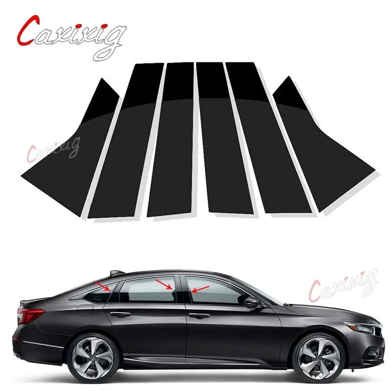 6Pcs Door Window Pillar Posts Trim Covers for Honda Accord Sedan 2018 Black Decoration Sticker Part