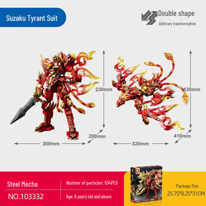 

Senbao 103330 Меха Гоочао, совместимая с Lego: Модель из блоков «Четыре священных зверя Цинлун Белого тигра».